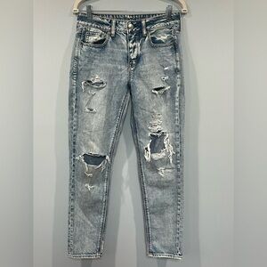 American Eagle Women's Jeans Tomgirl Sz 2 Straight Leg Distressed Button Fly NEW